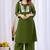 Green pure cotton floral embroidered kurta trouser dupatta set