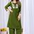 Green pure cotton floral embroidered kurta trouser dupatta set