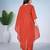 Orange pure cotton floral embroidered kurta trouser dupatta set
