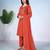 Orange pure cotton floral embroidered kurta trouser dupatta set