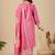 Pink pure cotton floral embroidered kurta trouser dupatta set with jacquard dupatta