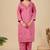 Pink pure cotton floral embroidered kurta trouser dupatta set with jacquard dupatta