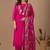 Pink chanderi floral embroidered kurta trouser dupatta set with jacquard dupatta