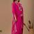 Pink chanderi floral embroidered kurta trouser dupatta set with jacquard dupatta