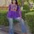 Violet georgette readymade navratri top with bandhani & patch work