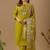 Green chanderi floral embroidered kurta trouser dupatta set with jacquard dupatta