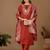 Orange chanderi floral embroidered kurta trouser dupatta set with jacquard dupatta