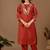 Orange chanderi floral embroidered kurta trouser dupatta set with jacquard dupatta