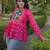 Pink georgette readymade navratri top with bandhani & patch work
