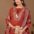 Orange chanderi floral embroidered kurta trouser dupatta set with jacquard dupatta