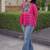 Pink georgette readymade navratri top with bandhani & patch work
