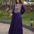 Violet cotton readymade anarkali suit with gota patti & lace work