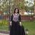 Black cotton readymade anarkali suit with gota patti & lace work