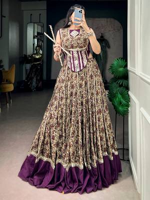 Mesmerizing Purple Digital Printed Cotton Navratri Wear Lehenga Choli 1