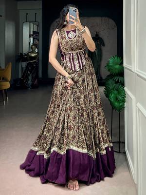 Mesmerizing Purple Digital Printed Cotton Navratri Wear Lehenga Choli 2