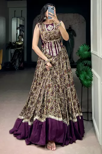 Mesmerizing Purple Digital Printed Cotton Navratri Wear Lehenga Choli