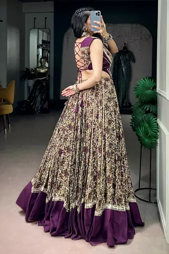 Mesmerizing Purple Digital Printed Cotton Navratri Wear Lehenga Choli