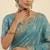 Firozi two tone embroidered fendi satin saree 