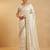 Cream two tone embroidered fendi satin saree 