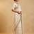Cream two tone embroidered fendi satin saree 