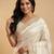 Cream two tone embroidered fendi satin saree 