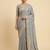 Grey two tone embroidered fendi satin saree 