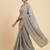 Grey two tone embroidered fendi satin saree 