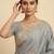 Grey two tone embroidered fendi satin saree 