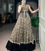 Beautiful Black Floral Printed Cotton Navratri Wear Lehenga Choli