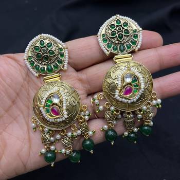 gold plated peacock choker necklace set with jhumka earrings 2
