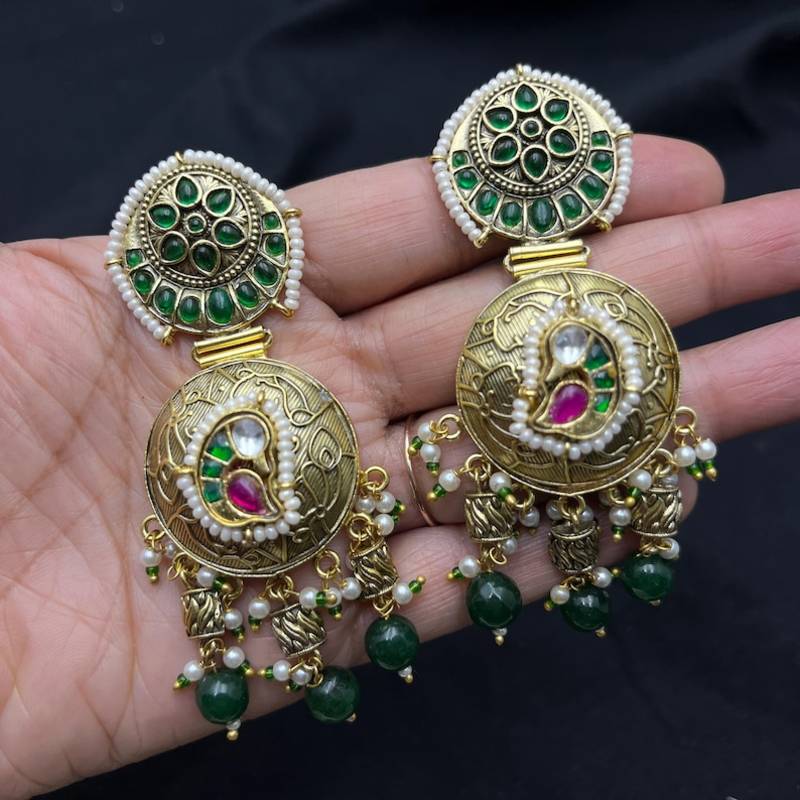 gold plated peacock choker necklace set with jhumka earrings