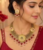 antique gold plated kundan choker necklace set