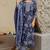Mirchi Fashion Women's Blue & White Floral Print Pure Cotton Kurti With Pant & Dupatta Set
