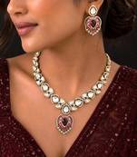 red meenakari kundan bridal choker necklace set