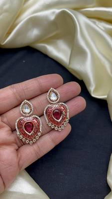 red meenakari kundan bridal choker necklace set 3
