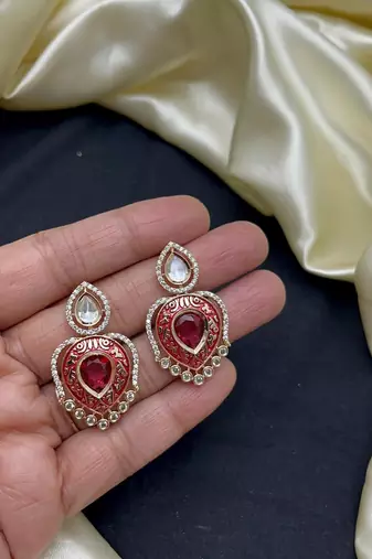 red meenakari kundan bridal choker necklace set