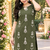 GREEN PRINTED WORK FABRIC COTTON BLEND KURTI PANT SET 