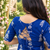 BLUE PRINTED WORK FABRIC COTTON BLEND KURTI PANT SET 