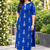 BLUE PRINTED WORK FABRIC COTTON BLEND KURTI PANT SET 
