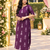 PURPLE PRINTED WORK FABRIC COTTON BLEND KURTI PANT SET 