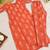 ORANGE PRINTED WORK FABRIC COTTON BLEND KURTI PANT SET 