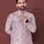 LAVENDER HEAVY EMBROIDERY WHITE THREAD WORK MENS KURTA PAJAMA SET
