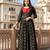 womens black zari woven ethnic gown with pleated yoke & border
