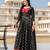womens black zari woven ethnic gown with pleated yoke & border