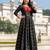 womens black zari woven ethnic gown with pleated yoke & border
