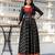 womens black zari woven ethnic gown with pleated yoke & border
