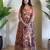 silk blend kalamkari fit & flared gown with v-neck long length ethnic gown