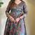 silk blend green v-neck kalamkari printed womens ethnic dress
