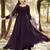 silk wine ethnic gown with contrast zari embroidered dupatta for women
