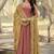 womens plain silk flared gown with scalloped embroidery dupatta
